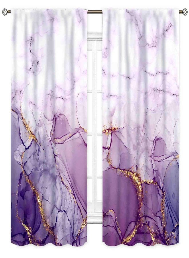 TKUYO Ombre Purple Curtains, Modern Abstract Lavender Gold Glitter Foil Printed Aesthetic Unique Luxury Art Decor Window Treatments Drapery for Bedroom Living Room Bathroom Kitchen 2 Panels, 42"x45" Inch - Image 2